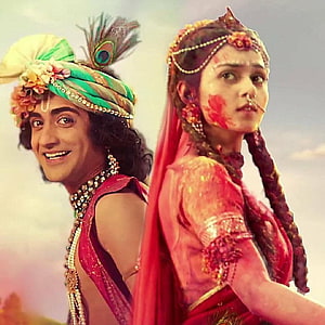 Radha Krishna in Traditional Indian Attire with Ornate Jewelry and Turban HD phone wallpaper