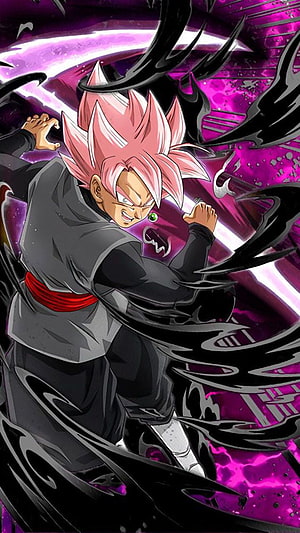 Goku Black Rose Super Saiyan Rose Anime Character with Pink Hair and Dark Aura HD phone wallpaper