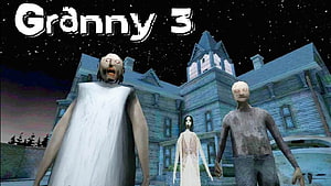 Granny 3 Horror Game Screenshot Featuring Creepy Characters in a Dark House at Night HD wallpaper