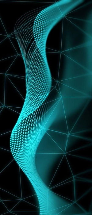 Abstract Cyan Digital Wave With Geometric Polygon Mesh Background HD phone wallpaper