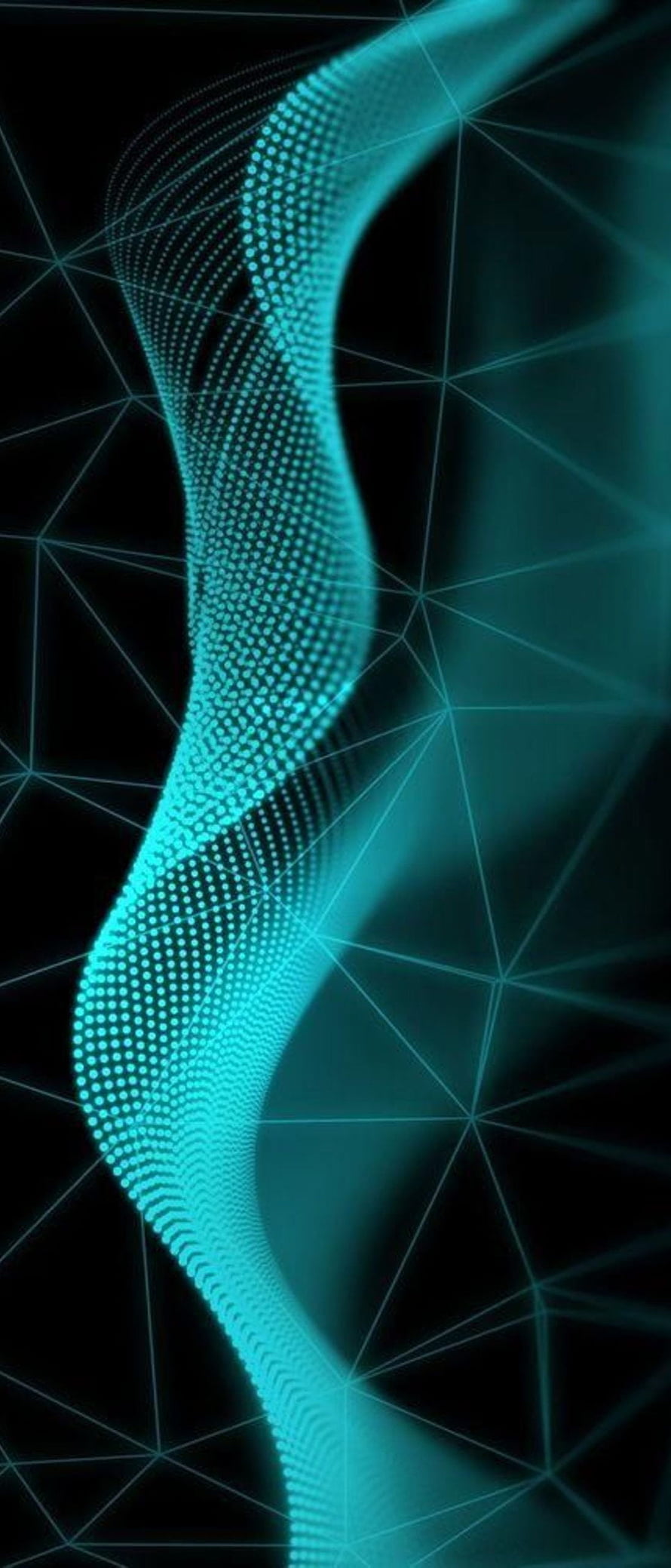 Abstract Cyan Digital Wave With Geometric Polygon Mesh Background HD phone wallpaper