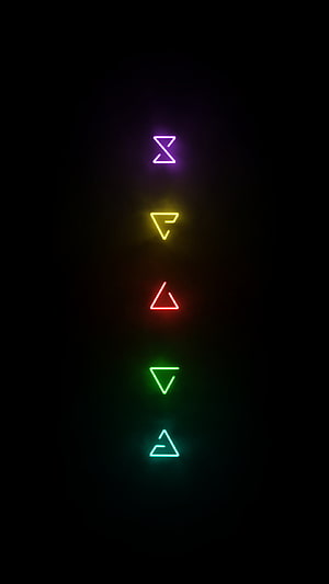 The Witcher School of Signs Neon Glyphs on Black Background HD phone wallpaper