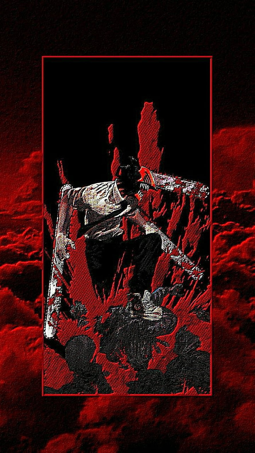 Chainsaw Man Denji Combat Scene with Red Blood Splatter and Dark Manga Art Style, CHAINSAW-MAN, chainsaw, manga, man, denji, anime HD phone wallpaper