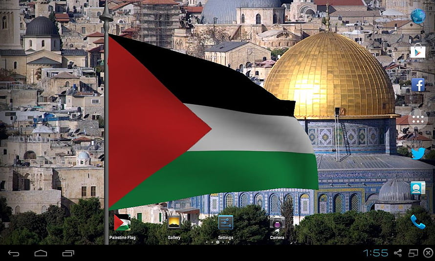 Palestinian flag waving in front of the Dome of the Rock in Jerusalem HD wallpaper