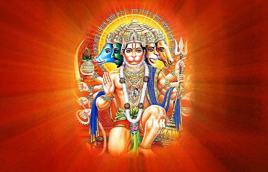 Panchmukhi Hanuman Wallpaper - Five-Faced Hindu Deity Art, Panchmukhi Hanuman HD wallpaper