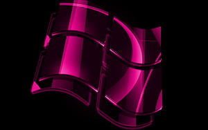 Windows 7 Glass Logo in Vibrant Magenta on Black Background HD wallpaper