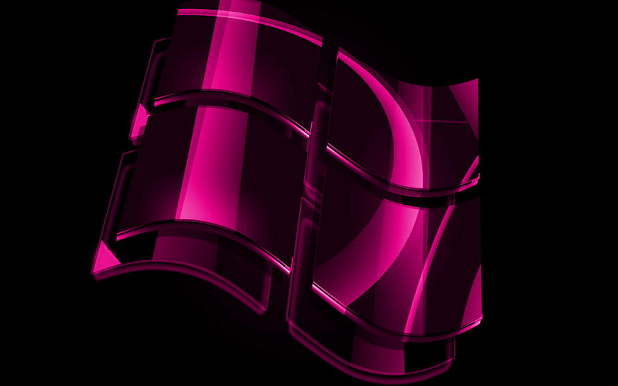 Windows 7 Glass Logo in Vibrant Magenta on Black Background HD wallpaper