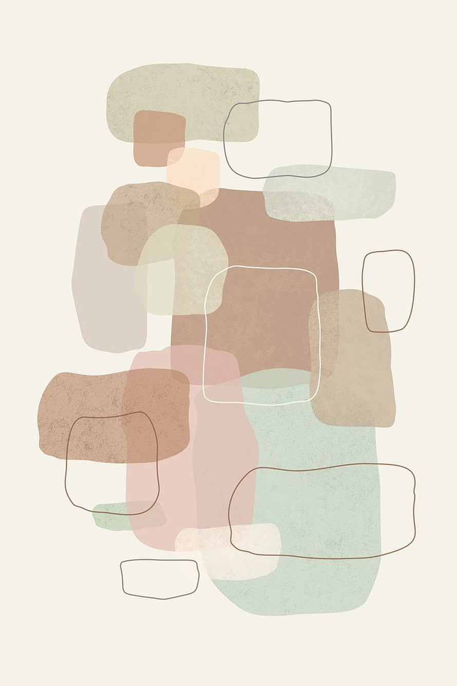 Scandinavian Minimalist Abstract Art Print with Soft Pastel Shapes and Beige Tones HD phone wallpaper