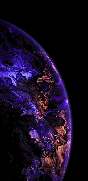 Abstract Purple and Gold Liquid Planet Wallpaper HD phone wallpaper