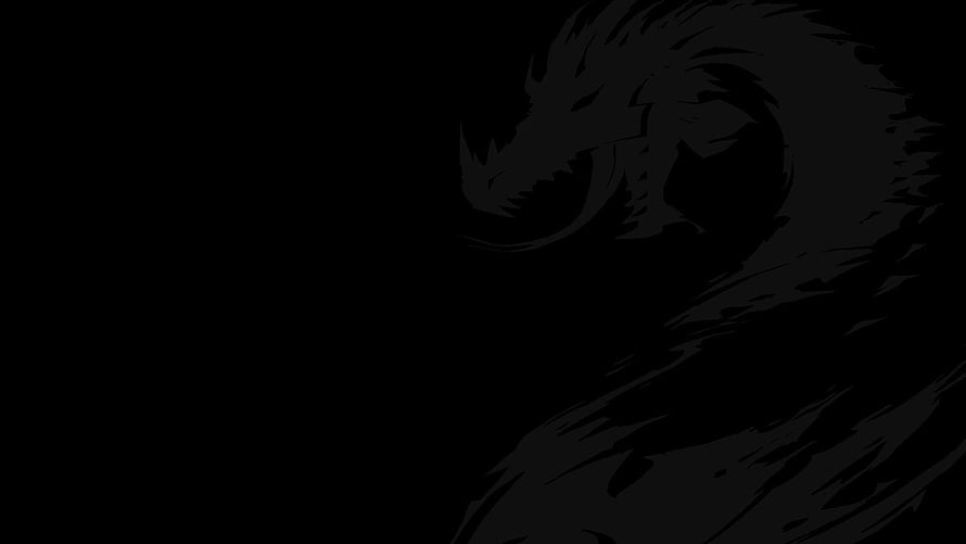 Dark Dragon Silhouette on Black Background, Minimalist Fantasy Creature Art HD wallpaper