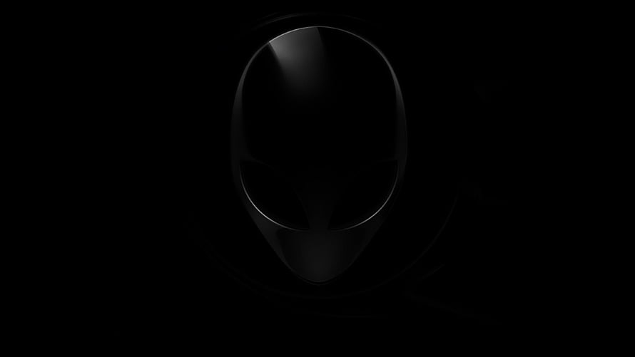 Minimalist Black Alien Head Silhouette on Dark Background HD wallpaper