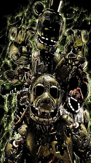 Five Nights at Freddy's Nightmare Animatronic Ensemble with Springtrap and Mangle HD phone wallpaper