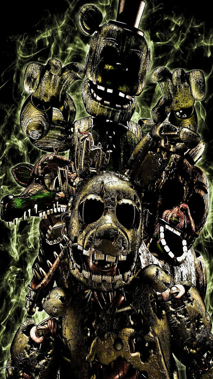 Five Nights at Freddy's Nightmare Animatronic Ensemble with Springtrap and Mangle HD phone wallpaper