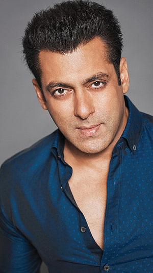 Salman Khan Portrait in Blue Patterned Shirt, Salman Khan, Hero HD phone wallpaper