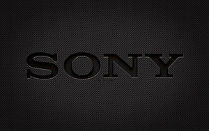 Sleek Sony Logo on Dark Carbon Fiber Texture Background HD wallpaper