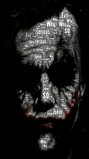 Joker Word Art Portrait Featuring Why So Serious Quote And Evil Text HD phone wallpaper