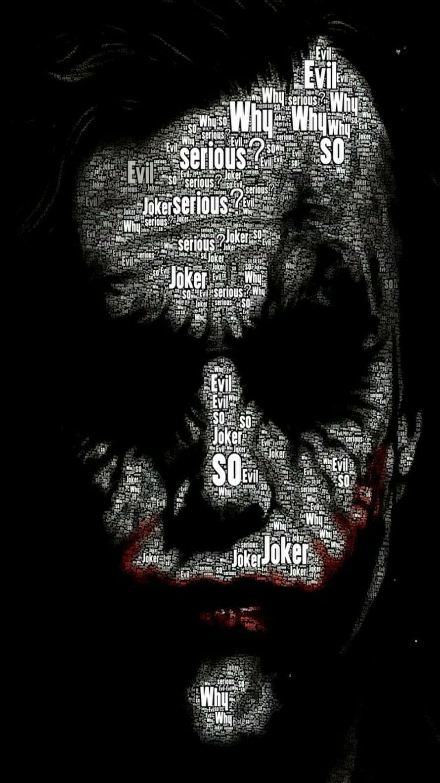 Joker Word Art Portrait Featuring Why So Serious Quote And Evil Text HD phone wallpaper