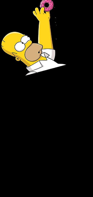 Homer Simpson Reaching for a Pink Sprinkle Donut on Black Background HD phone wallpaper