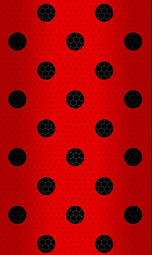 Miraculous Ladybug Red and Black Polka Dot Pattern Wallpaper HD phone wallpaper