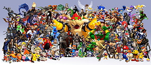 Massive Video Game Character Group Photo Featuring Mario, Sonic, and Bowser HD wallpaper