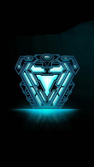 Glowing Blue Cyberpunk Geometric Shield Emblem on Dark Background HD phone wallpaper
