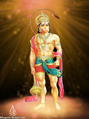 Lord Hanuman Digital Art Wallpaper with Golden Mace and Divine Aura, of Shree Hanuman. Bajrangbali, Hanuman Ji HD phone wallpaper