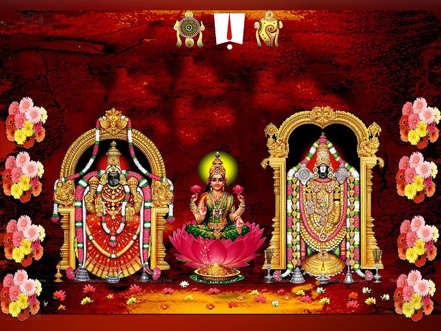 Balaji Perumal and Goddess Lakshmi Hindu Temple Deity Artwork HD wallpaper