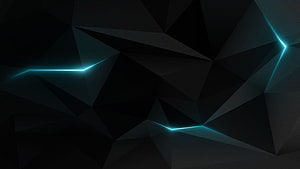 Abstract Dark Geometric Background With Glowing Cyan Neon Lines HD wallpaper