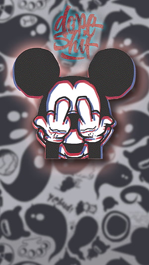 Mickey Mouse Covering Eyes Street Art Style Digital Illustration HD phone wallpaper