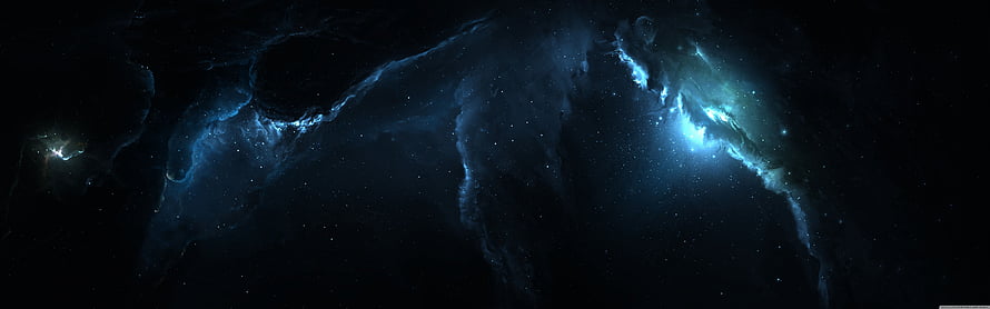 Deep Space Nebula with Glowing Blue Gas Clouds and Distant Stars HD wallpaper