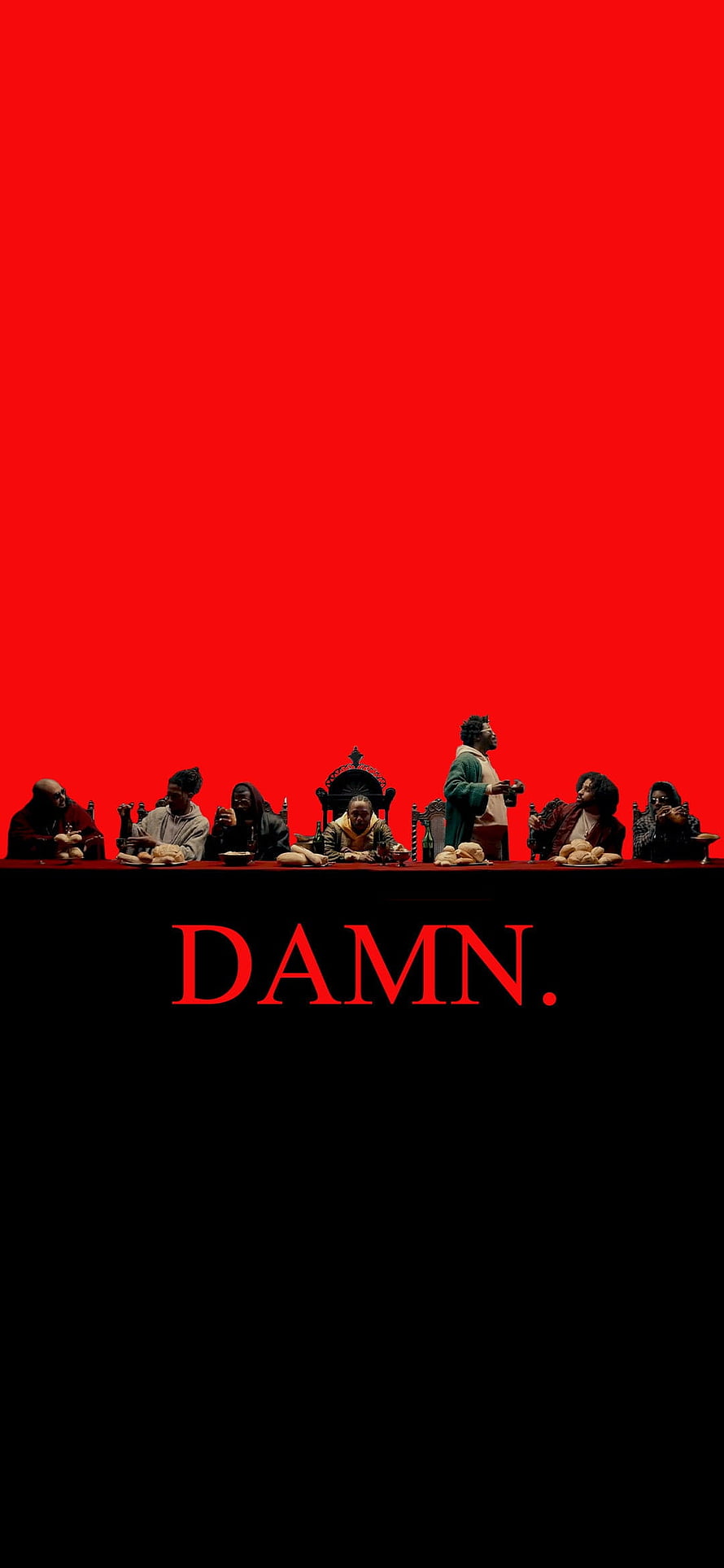 J Cole Damn Album Cover Artwork Red Background Last Supper Parody HD phone wallpaper