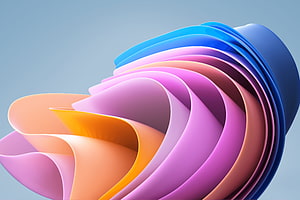Abstract 3D Render of Colorful Layered Ribbons in Blue, Purple, and Orange HD wallpaper