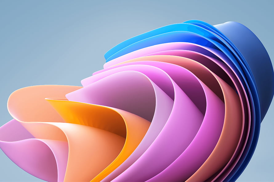 Abstract 3D Render of Colorful Layered Ribbons in Blue, Purple, and Orange HD wallpaper