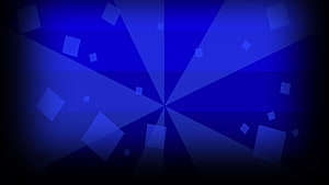 Dark Blue Geometric Starburst Pattern with Floating Squares and Radial Light Beams HD wallpaper
