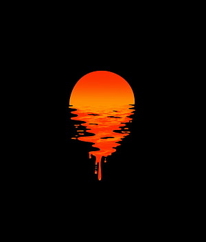 Retro Sunset Melting Into Liquid Drips On Black Background HD phone wallpaper