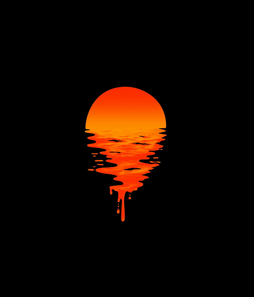 Retro Sunset Melting Into Liquid Drips On Black Background HD phone wallpaper