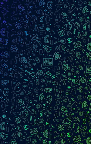 Neon Blue and Green Doodle Pattern Wallpaper with Retro Icons and Symbols HD phone wallpaper