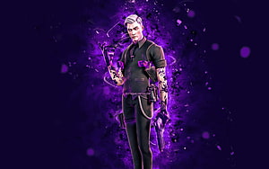 Shadow Midas Fortnite Character with Violet Neon Energy and Tactical Gear HD wallpaper