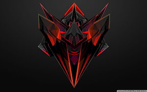 Abstract Geometric Red and Black Crystal Shape on Dark Background HD wallpaper