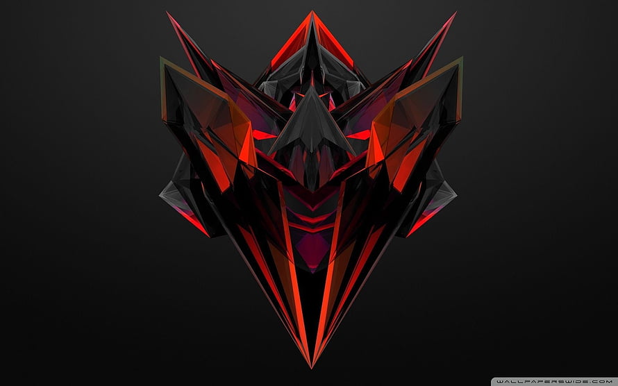 Abstract Geometric Red and Black Crystal Shape on Dark Background HD wallpaper