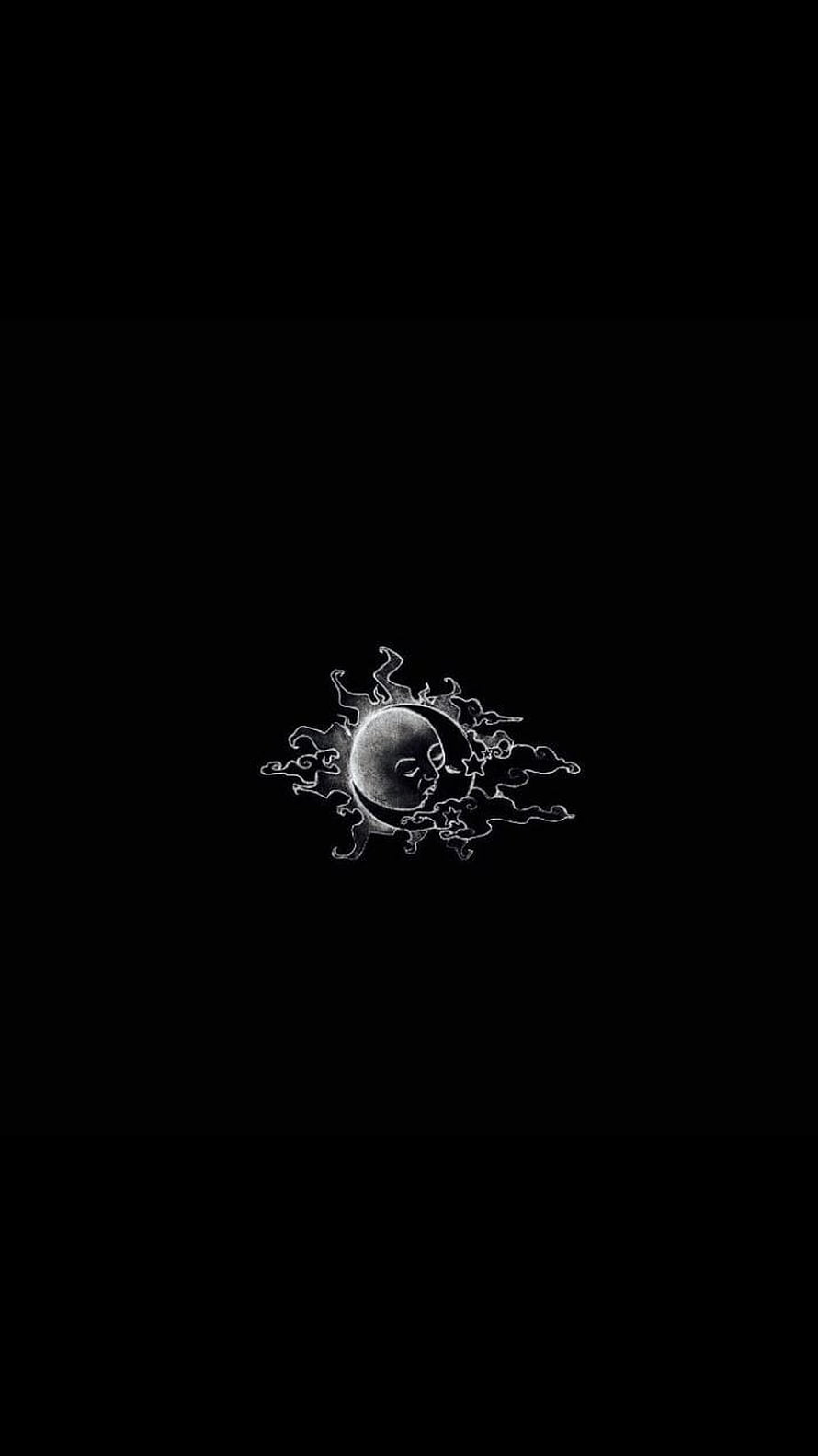 Minimalist Celestial Moon Face with Ethereal Smoke on Black Background HD phone wallpaper