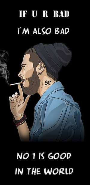 Bearded Man in Beanie Smoking Cigarette Digital Illustration, Bad BoY, Bad Boy Cartoon HD phone wallpaper