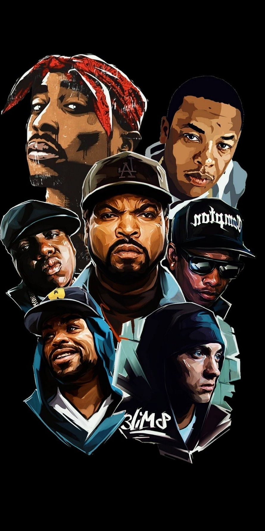 Ice Cube and N.W.A. Members Digital Portrait Illustration HD phone wallpaper