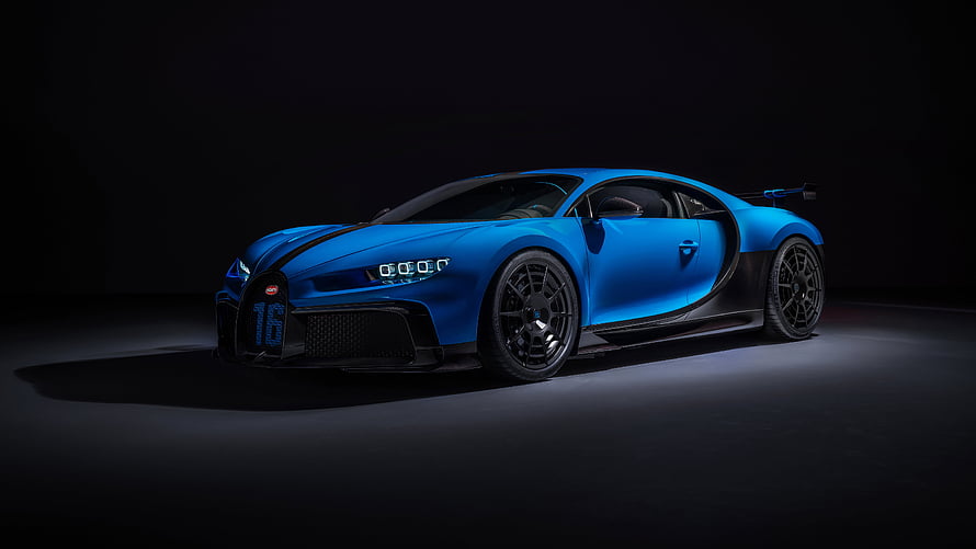 Blue Bugatti Chiron Pur Sport Hypercar on Black Background HD wallpaper