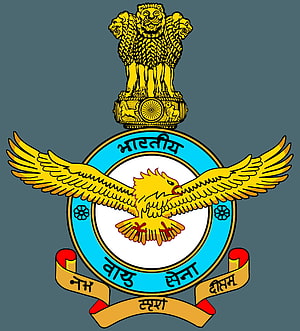 Indian Air Force Emblem with Lion Capital and Golden Eagle on Blue Background HD phone wallpaper