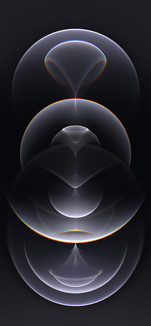 Abstract Geometric Glass Spheres with Iridescent Rainbow Edges on Dark Background HD phone wallpaper