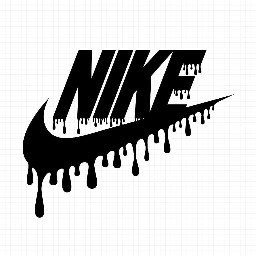 Black Nike Logo With Dripping Paint Effect On Grid Background HD phone wallpaper