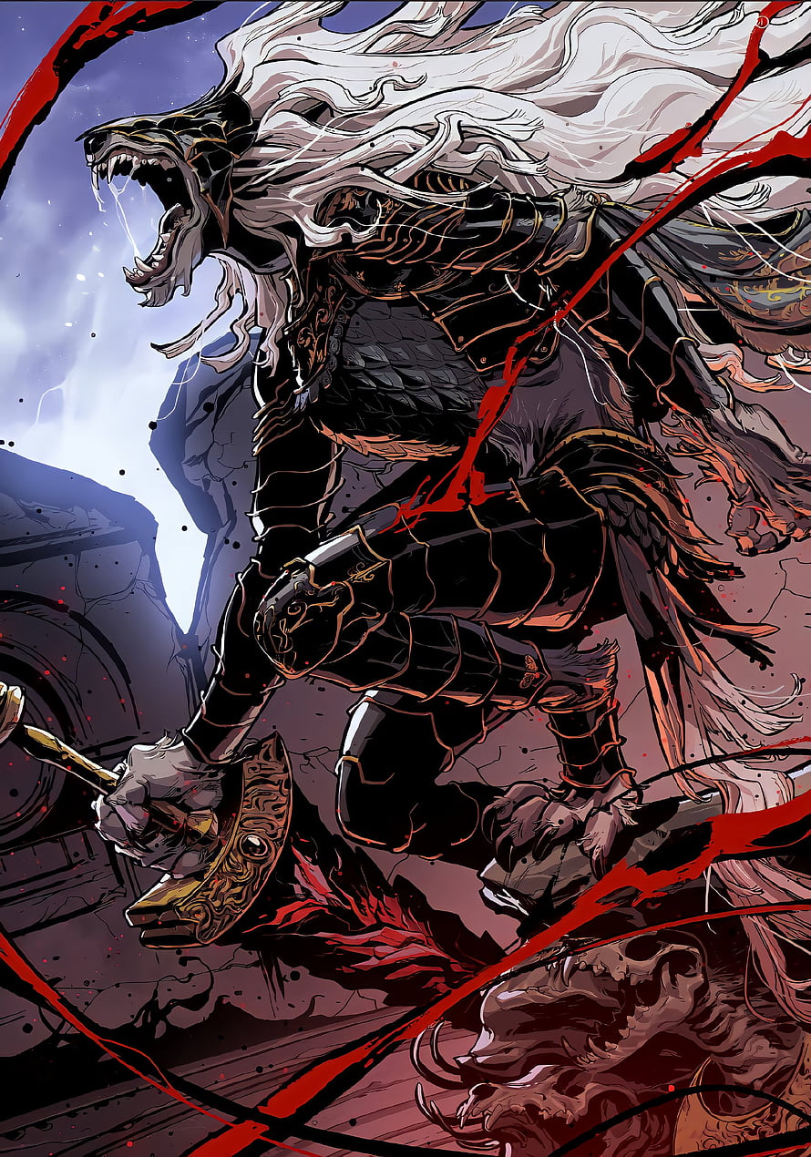 Fierce Armored Werewolf Warrior With Axe And White Mane, Elden ring, Game, Souls, Eldenring, Elden-ring HD phone wallpaper