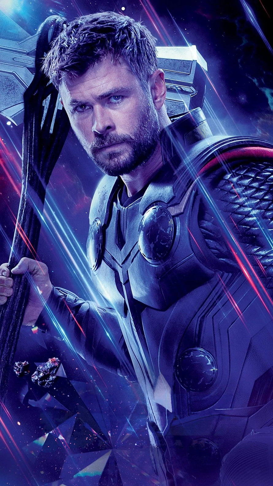 Thor in Wakandan Armor Holding Stormbreaker with Cosmic Energy Beams HD phone wallpaper