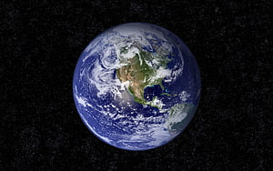 Full Earth View From Space With North America And Starry Background HD wallpaper